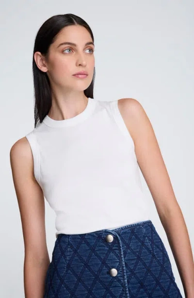 Kenneth Cole Crewneck Cotton Tank Top In White