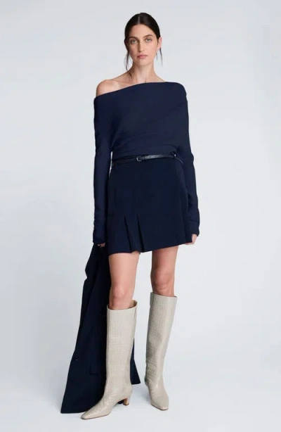 Kenneth Cole Asymmetrical Drape Front Long Sleeve Sweater In Brown