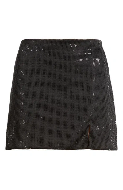 Mango Cher Crystal Detail Miniskirt In Black