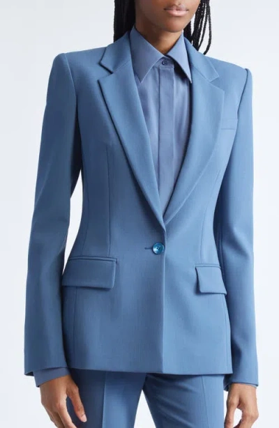 Michael Kors Collection Stretch Virgin Wool Blazer In Blue
