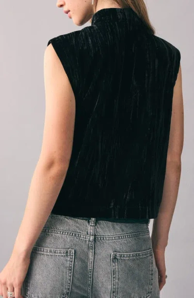 Mango Teen Velvet Crop Vest In Black