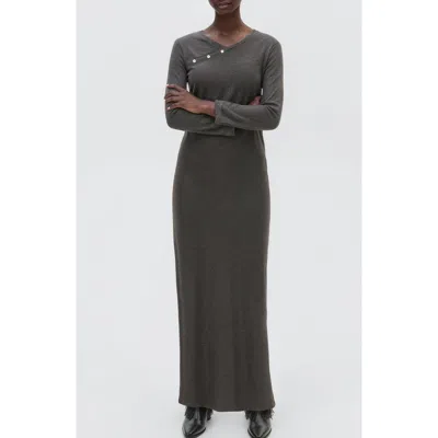 Mango Teen Long Sleeve Faux Wrap Maxi Dress In Gray