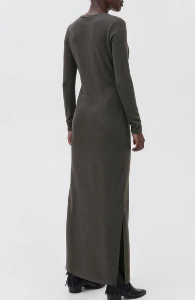 Mango Teen Long Sleeve Faux Wrap Maxi Dress In Gray