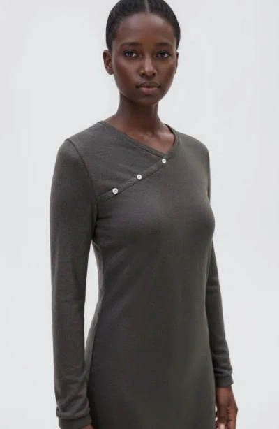 Mango Teen Long Sleeve Faux Wrap Maxi Dress In Gray