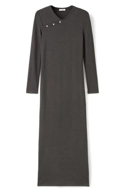 Mango Teen Long Sleeve Faux Wrap Maxi Dress In Gray