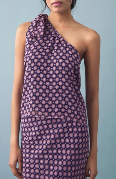 Mango Teen Asymmetric One Shoulder Top In Purple