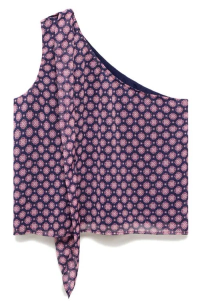 Mango Teen Asymmetric One Shoulder Top In Purple