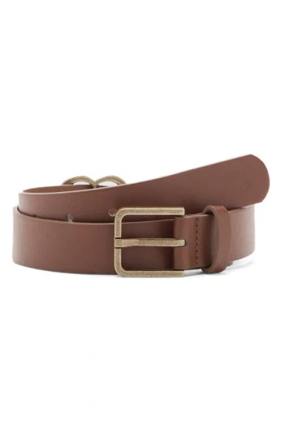 Mango Teen Heart Charm Belt In Brown