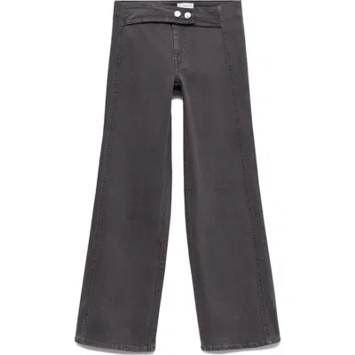 Mango Teen Belted Low Rise Straight Leg Jeans In Gray
