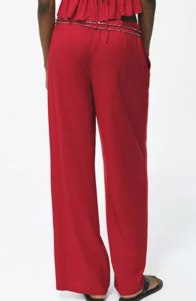 Mango Teen Straight Leg Pull-on Pants In Red