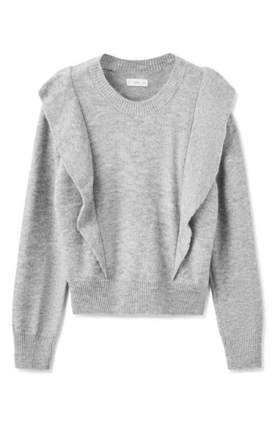 Mango Teen Ruffle Crop Sweater In Gray