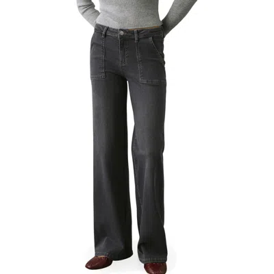 Mango Teen Star Embroidered Straight Leg Jeans In Black