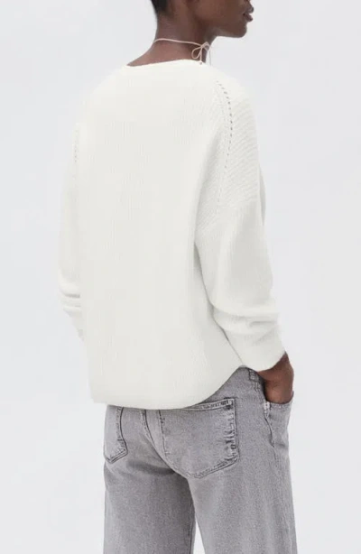 Mango Teen Crewneck Crop Sweater In White