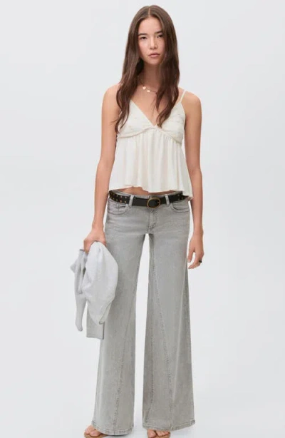 Mango Teen Low Rise Wide Leg Jeans In Brown