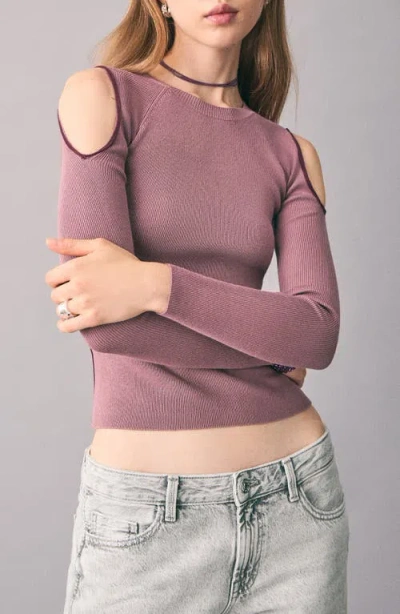 Mango Teen Cold Shoulder Crewneck Sweater In Pink
