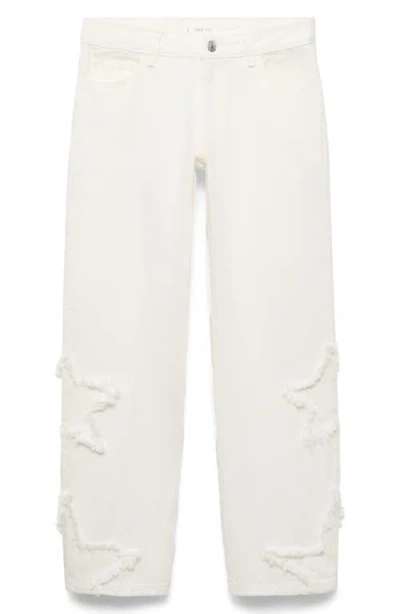 Mango Teen Star Embroidered Straight Leg Jeans In White