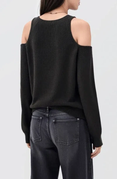 Mango Teen Cold Shoulder Cotton Crewneck Sweater In Black