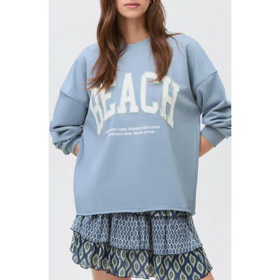 Mango Teen Oversize Embroidered Sweatshirt In Blue