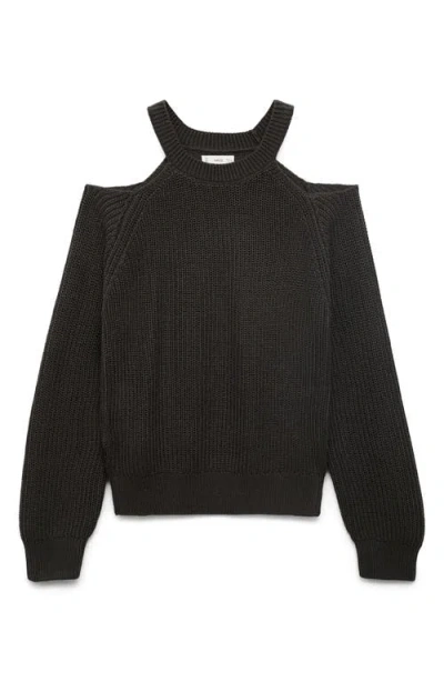 Mango Teen Cold Shoulder Cotton Crewneck Sweater In Black