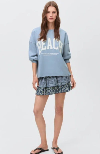 Mango Teen Oversize Embroidered Sweatshirt In Blue