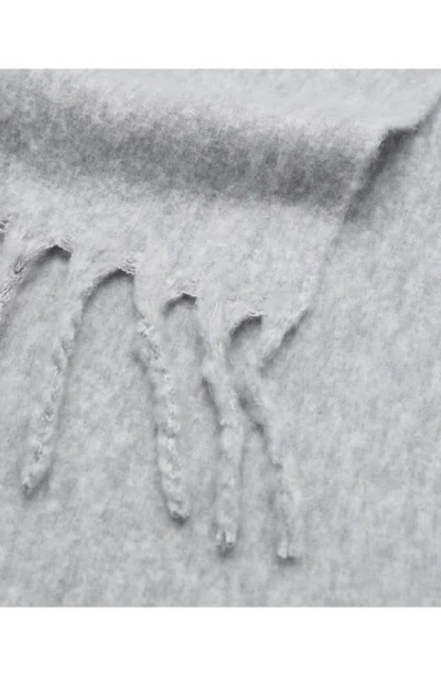Mango Teen Knit Fringe Scarf In Gray