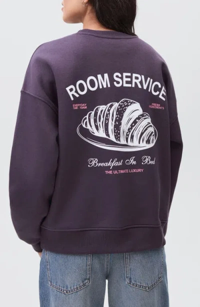 Mango Teen Oversize Graphic Sweatshirt In Purple