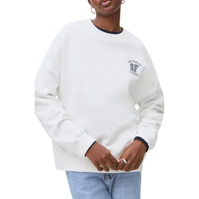 Mango Teen Oversize Graphic Sweatshirt In White