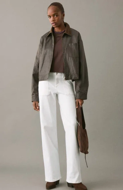 Mango Teen Star Embroidered Straight Leg Jeans In White