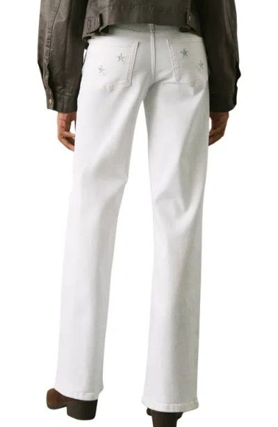 Mango Teen Star Embroidered Straight Leg Jeans In White