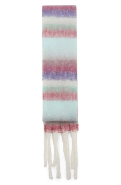 Mango Teen Striped Knit Fringe Scarf In Multi