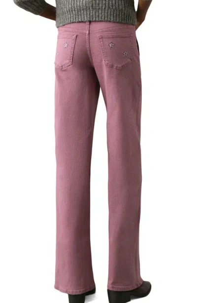 Mango Teen Star Embroidered Straight Leg Jeans In Pink