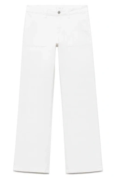 Mango Teen Star Embroidered Straight Leg Jeans In White