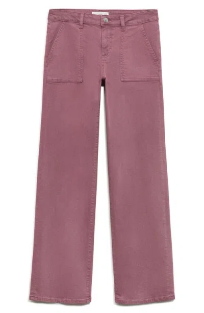 Mango Teen Star Embroidered Straight Leg Jeans In Pink