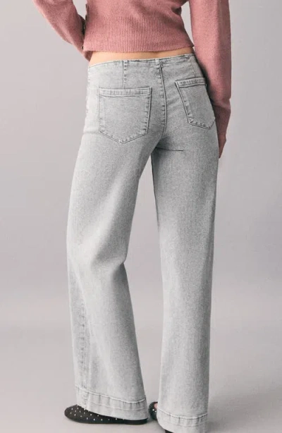 Mango Teen Low Rise Stud Wide Leg Jeans In Brown