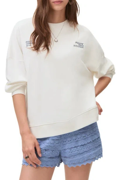 Mango Teen Oversize Embroidered Sweatshirt In White