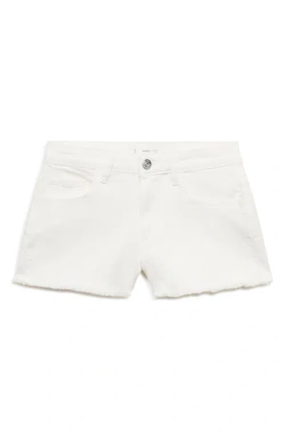 Mango Teen Fray Hem Low Rise Shorts In White