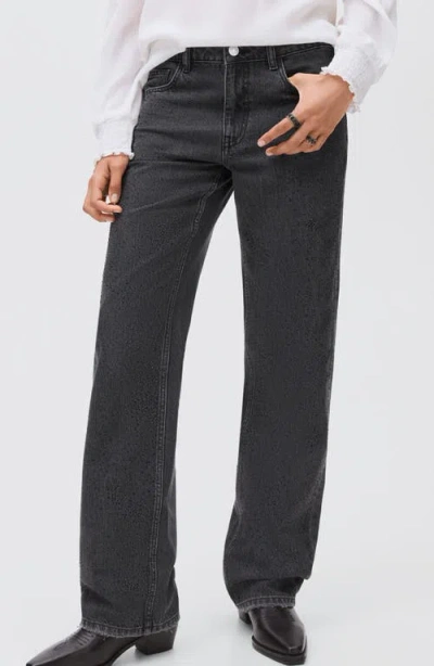 Mango Teen Studded Low Rise Straight Leg Jeans In Blue