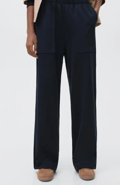 Mango Teen Cotton Wide Leg Pants In Blue