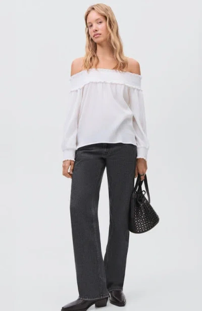 Mango Teen Studded Low Rise Straight Leg Jeans In Blue