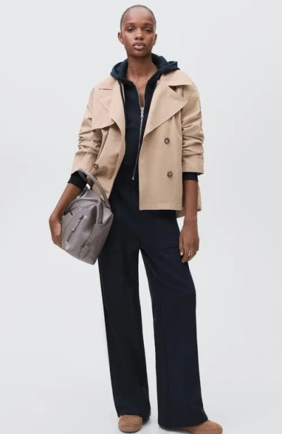 Mango Teen Cotton Wide Leg Pants In Blue