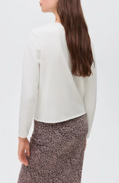 Mango Teen V-neck Cotton Blend Sweater In White