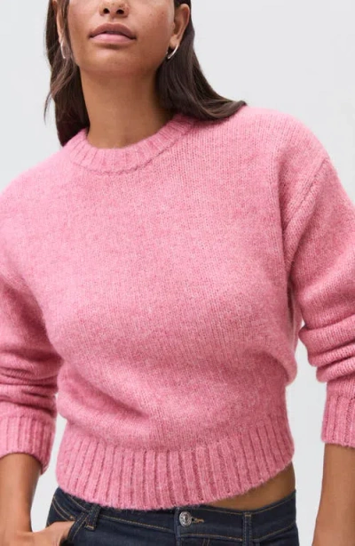 Mango Teen Marled Crewneck Sweater In Pink