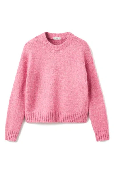 Mango Teen Marled Crewneck Sweater In Pink