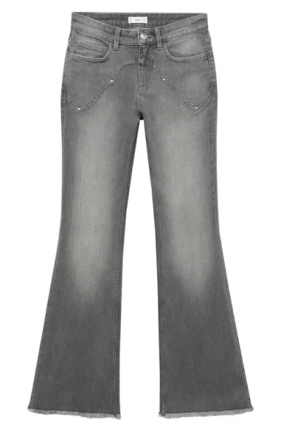 Mango Teen Low Rise Stud Flare Jeans In Gray
