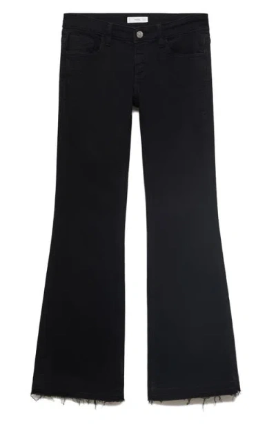 Mango Teen Release Hem Low Rise Flare Jeans In Black