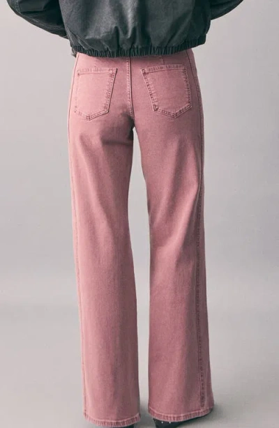 Mango Teen Belted Low Rise Straight Leg Jeans In Pink