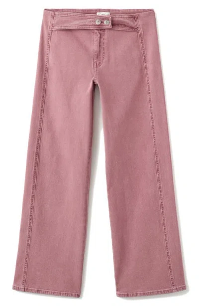 Mango Teen Belted Low Rise Straight Leg Jeans In Pink