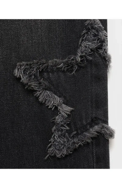 Mango Teen Star Embroidered Straight Leg Jeans In Black