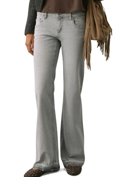 Mango Teen Release Hem Low Rise Flare Jeans In Gray