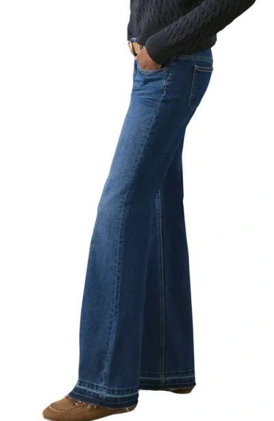 Mango Teen Release Hem Low Rise Flare Jeans In Blue